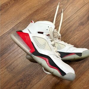 Boys White and Red Jordans